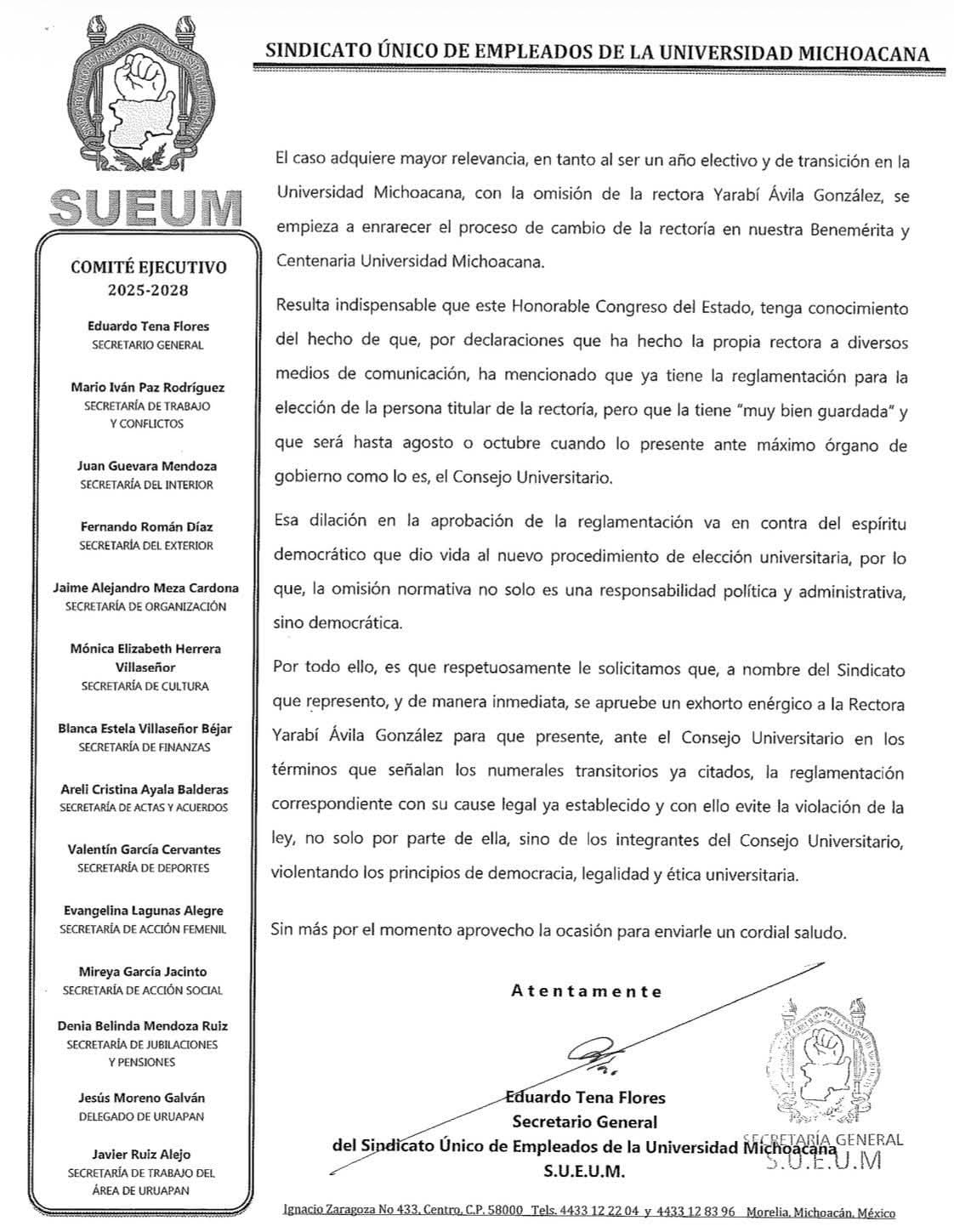 denuncia ante el congreso